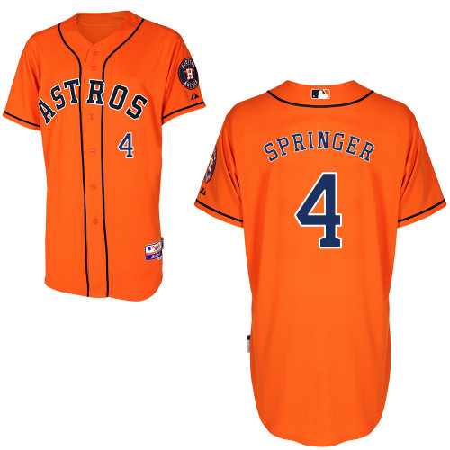 George Springer #4 Youth Baseball Jersey-Houston Astros Authentic Alternate Orange Cool Base MLB Jersey